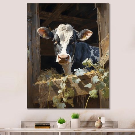 Calf Painting, Farm Animal Paintings, Acrylic Wall Decor, Brown Acrylic, Cow Pictures, Black Picture Frames, Animal Canvas, Animal Photos, Animal Pics