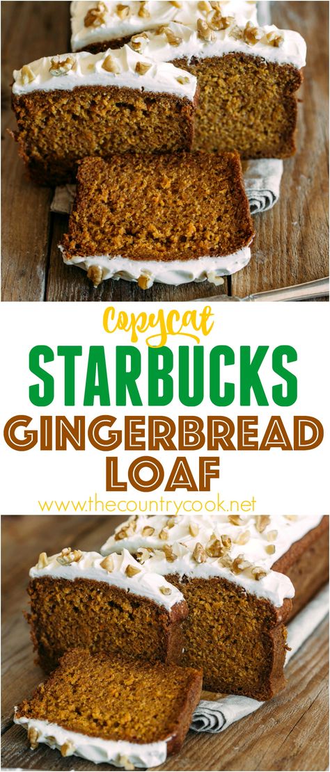 Starbucks Gingerbread Loaf Recipe, Gingerbread Loaf Recipe, Gingerbread Loaf, Savory Breads, A Slice Of Cake, Holiday Bread, Biscuit Recipes, Slice Of Cake, Baking Fun