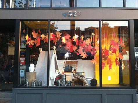 Fall Leaves on Behance Fall Store Window Displays, Autumn Window Display, Fall Windows, Fall Business, Store Window Displays, Office Window, Fall Decor Inspiration, Retail Windows, Store Window