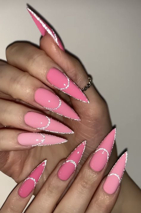 Summer Stiletto Nails, Pink Stiletto Nails, Summer Nails 2024, Pink Summer Nails, Hello Nails, Drip Nails, Baddie Nails, Wait What, Ballerina Nails