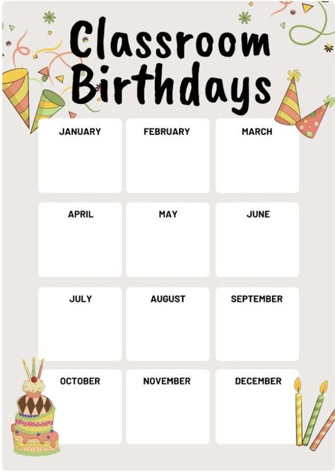 Classroom Poster Birthdays Poster Classroom, Birthday Posters Ideas, Birthday Classroom Decoration, Cute Birthday Posters, Carta Organisasi Design, Birthday Calendar Template, Class Birthday Display, Classroom Birthdays, Birthday Classroom