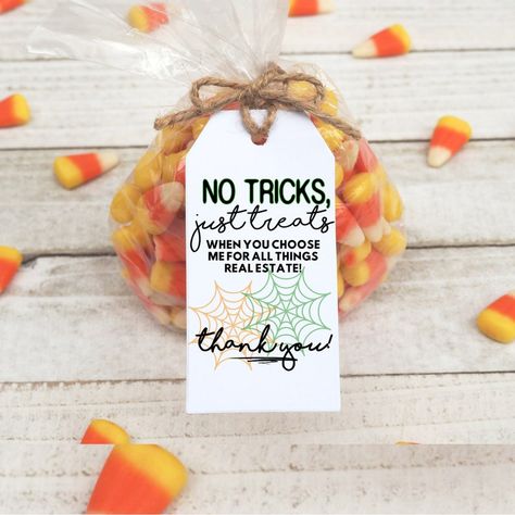 Candy Corn Pop by Tag, Halloween Gift Tag, Halloween Pop By, Premade Tags, Realtor Pop by Ideas, October Pop-by Tag, Thanksgiving Pop By - Etsy September Pop Bys Real Estate, September Pop By Ideas Real Estate, Realtor Pop By Ideas, Pop By Ideas, Pop Bys Real Estate, Client Holiday Gifts, Marketing Gifts, Corn Pops, Marketing Gift