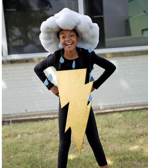 Weather Dress Up, Thunder Costume Diy, Thunder Cloud Costume, Thunderstorm Costume, Diy Cloud Costume, Diy Sunshine Costume, Weather Costumes, Storm Diy Costume, Kostimi Za Maškare