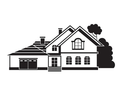 House Line Art, Ig Gif, Home Vector, Vector House, House Silhouette, House Sitter, Cartoon House, House Cottage, Paint Buckets