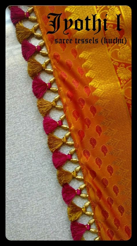 Couture, Saree Kuchchu Design, Pallu Kuchu Designs Latest, Saree Kongu Designs Latest, Gonda For Saree, Tassels Saree Pallu, Tassles For Saree Pallu, Latkan For Saree Pallu, Saree Gonda Designs Latest