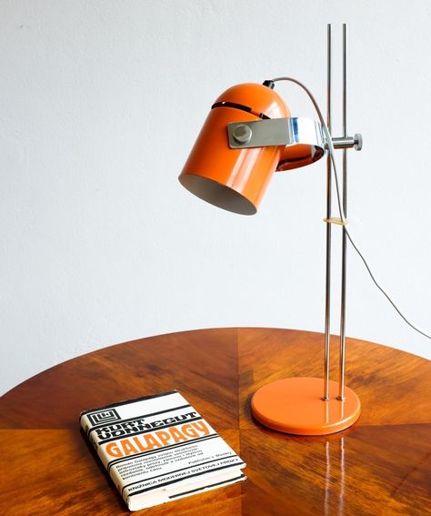 Desk lamp by Stanislav Jindra for Combi Lux, 1970s Design Lighting, Chandelier Floor Lamp, Office Lighting, Ceiling Chandelier, Chandelier Ceiling Lights, Elegant Lighting, Metal Lighting, Industrial Chic, Vibrant Orange