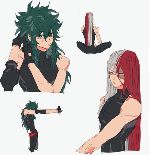 Todoroki Fanart Long Hair, Dabi X Fem Deku, Deku Long Hair, Deku With Long Hair, Female Dabi, Fantasy Ideas, Blonde Hair Girl, Hottest Anime Characters, Boys Long Hairstyles