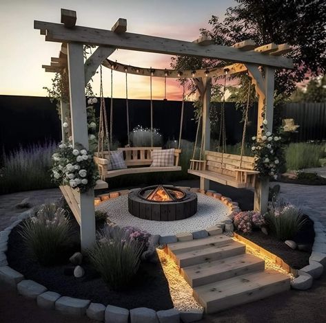 Small Garden Design Aesthetic, Aesthetic House Exterior Backyard, Fun House Ideas, Dream Life House, Backyard Renovations, Backyard Remodel, Backyard Inspiration, Dream House Rooms, Backyard Fire