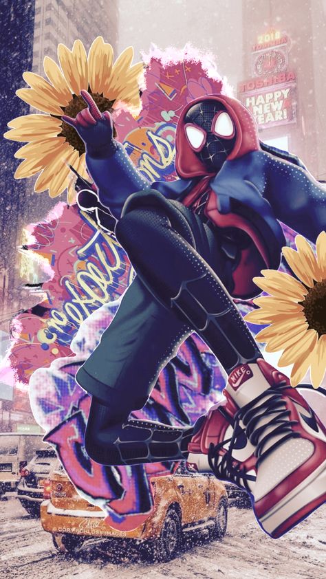 You’re the sunflower<3 #bestspiderman #milesmorales #winterinnyc #sunflower #intothespiderverse #yourethesunflower #gender #lac3b0y Miles Morales Sunflower Art, Miles Morales Sunflower Wallpaper, Spiderman Sunflower Wallpaper, Spider Man Sunflower, Spiderverse Sunflower, Miles Morales Sunflower, Sunflower Spiderman, Spiderman 1, Superhero Room