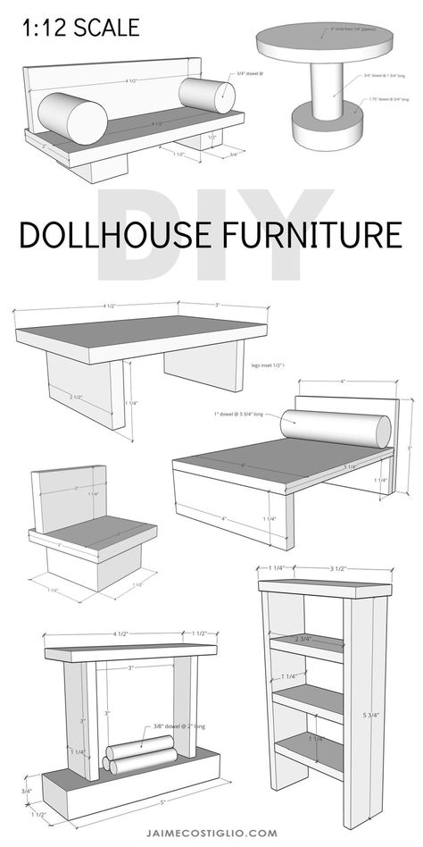 Treehouse Dollhouse, Barbie Furniture Plans, Diy Treehouse, Dollhouse Furniture Plans, Doll Furniture Plans, Dollhouse Furniture Tutorials, Doll Furniture Patterns, Barbie House Furniture, Furniture Make