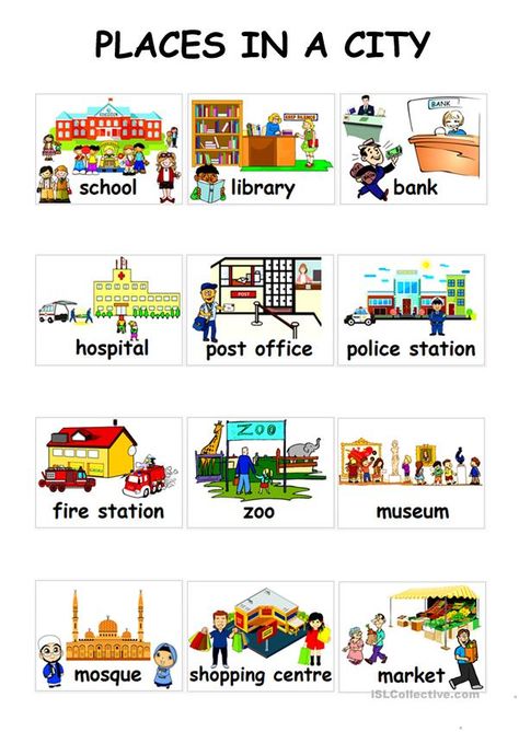 My Neighbourhood Chart, Places In Our Community Preschool, Our Neighbourhood Worksheets, Places In The Community Kindergarten, Places In The Community, Community Places, English Activities For Kids, Listening Comprehension, Grammar Practice