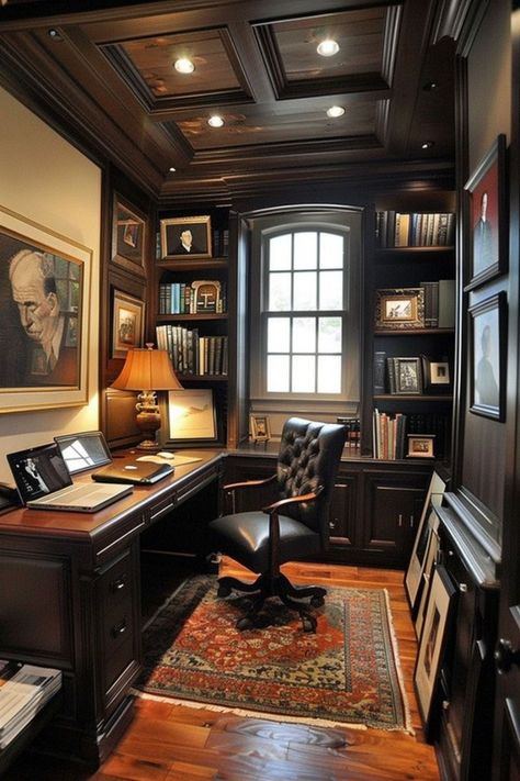 Home Library Rooms, Cozy Home Office, Home Library Design, Home Office Ideas, Home Libraries, Home Office Setup, Dream House Interior, Home Library, Office Interior Design