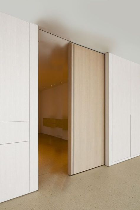 Wood Pocket Door, Huge Door, Plywood Interior, Pocket Door, Sliding Doors Interior, 아파트 인테리어, Pocket Doors, Built Ins, 인테리어 디자인