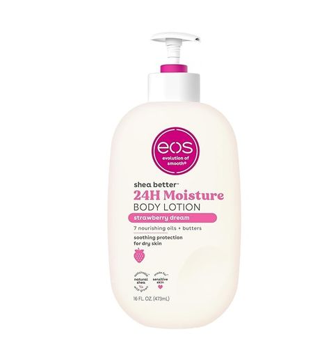 Amazon.com : eos Shea Better Body Lotion- Strawberry Dream, 24-Hour Moisture Skin Care, Lightweight & Non-Greasy, Made with Natural Shea, Vegan, 16 fl oz : Beauty & Personal Care Eos Strawberry Lotion, Strawberry Eos Lotion, Eos Lotion Strawberry Dream, Eos Strawberry Dream, Skin Care Strawberry, Strawberry Lotion, Eos Body Lotion, Selfcare Saturday, Eos Lotion