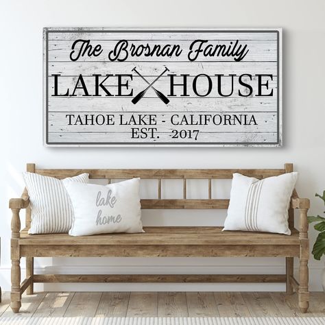 PRICES MAY VARY. Museum-Grade Quality - This Prime Vintage Framed Lake house decor wallart sign with paddle design Gallery-Wrapped Canvas; No sagging, dents, accidental rips; This Lake house sign room decor accessory wall art is Printed using UV-Resistant Ink with a neatly folded edge. Hassle-free - This personalized Lakehouse sign with paddle living room wall decor Comes with Ready-to-Hang Hooks; This family sign lake house decor wall art with paddle canvas is Water-resistant; Cleans easily usi Lake Life Decor, Family Lake House, Custom Lake House Signs, Lake House Gifts, Lake House Wall Art, Lake House Sign, Lake House Signs, Cabin Signs, Rustic Bedroom Decor