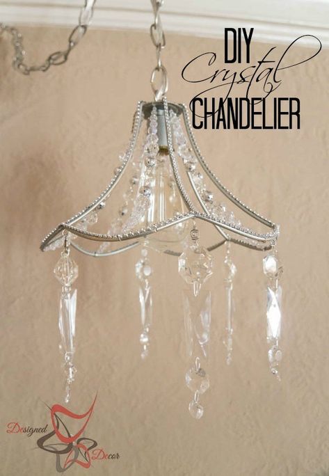 Diy Crystal Chandelier, Chandelier Diy Crystal, Windchimes Outdoor, Diy Chandeliers, How To Make A Chandelier, Wire Chandelier, Chandelier Diy, Painted Closet, Chandelier Makeover