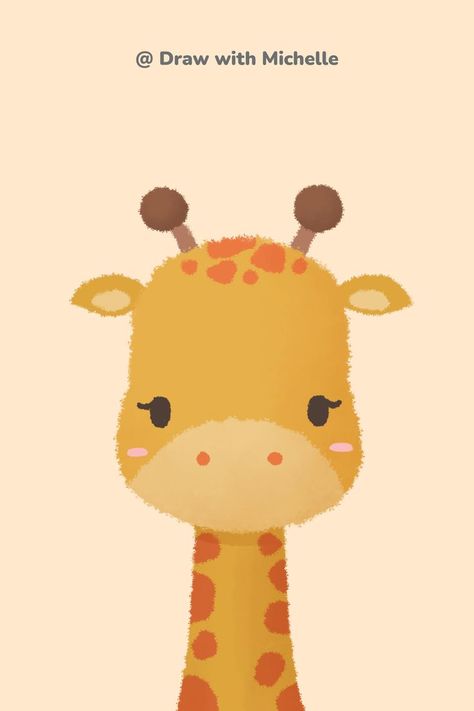 How To Draw A Giraffe, Baby Giraffe Drawing, Giraffe Drawings, Draw Giraffe, Giraffe Doodle, Procreate Step By Step, Cute Giraffe Drawing, Retro Wallpapers, Giraffe Cute