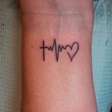 Heartbeat Tattoo With Name, Pulse Tattoo, Heartbeat Tattoo, Cross Tattoos For Women, Cool Wrist Tattoos, Small Forearm Tattoos, Flower Wrist Tattoos, Tattoos Mandala, Wrist Tattoos For Guys