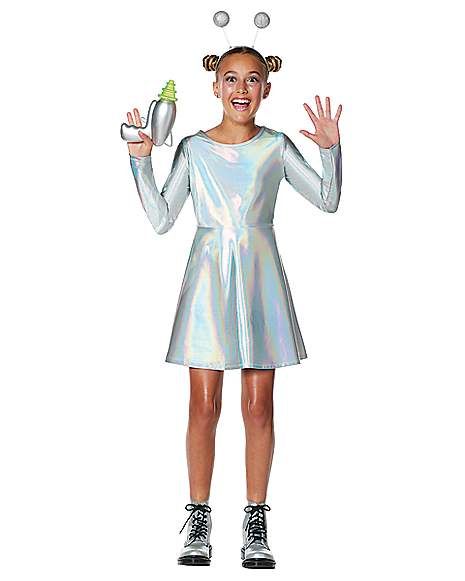 Tween Alien Dress - Spirithalloween.com Girl Alien Costume, Diy Alien Costume, Space Blaster, Alien Dress, Alien Costume Women, Space Girl Costume, Alien Halloween Costume, Space Themed Party