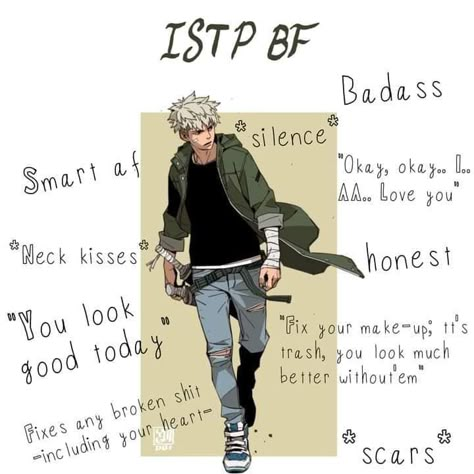 Scene Starters, Types Of Bf, Bf Types, All Out Anime, Istp Personality, Infp Personality Type, Type Of Girlfriend, Infj Mbti, Types Of Boyfriends