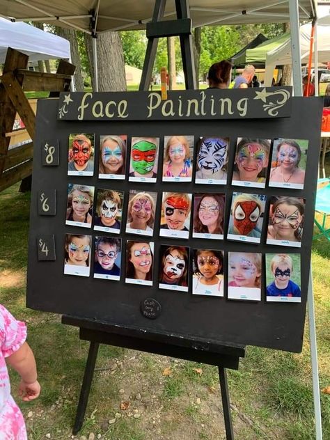 Bodypainting, Face Painting Essentials, Face Paint Table Set Up, Face Paint Display Board, Face Painting Table Set Up, Face Painting Stall Ideas, Face Painting Display Board Ideas, Face Paint Poster, Face Paint Set Up Ideas