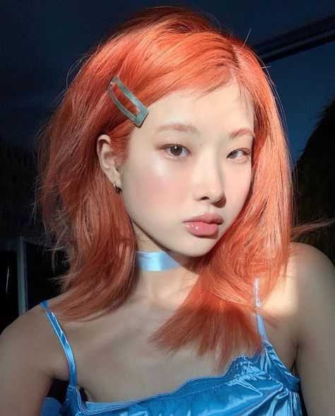 Bleached Hair, Short Bleached Hair, Peach Hair Colors, Peach Hair, Asian Short Hair, Hair Reference, Dye My Hair, Orange Hair, Hair Inspo Color