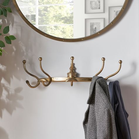 Coat Hanger Ideas Bedroom, Coat Rack Hooks Ideas, Coat Hook Entryway, Gold Coat Hooks Entryway, Wall Of Hooks Entryway, Mirror Above Coat Hooks, Decorative Coat Hooks Entryway, Vintage Coat Hooks Entryway, Wall Hooks Ideas Bathroom