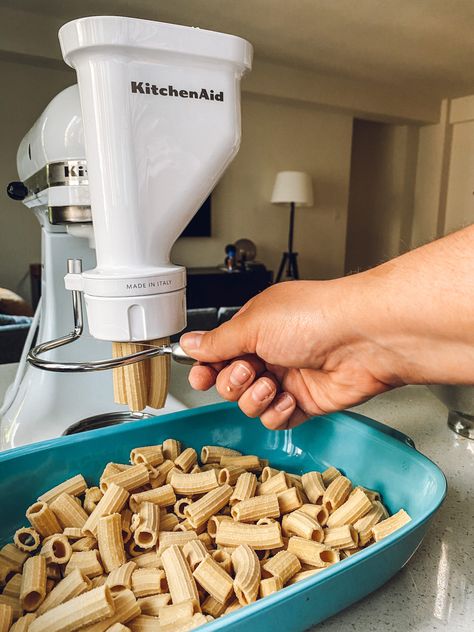 LAZY VODKA SAUCE & THE KITCHEN AID PASTA PRESS REVIEW | MADDY GUTIERREZ Pasta Extruder Recipes, Kitchenaid Pasta Attachment Recipes, Kitchen Aid Pasta, Kitchenaid Pasta Recipe, Kitchenaid Pasta Press, Kitchenaid Pasta Maker, Pasta Extruder, Pasta Press, Kitchenaid Pasta