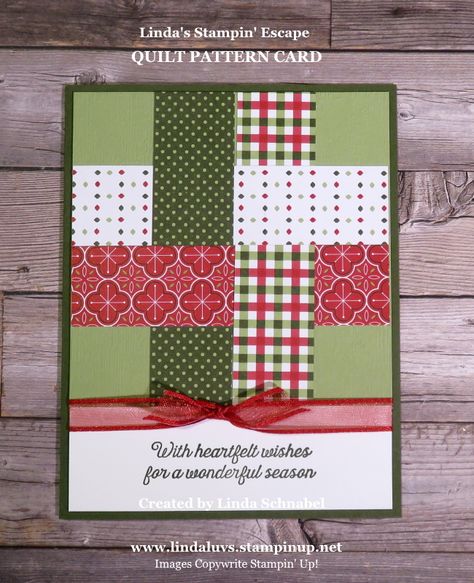 Stampin Up Christmas Quilt, Card Layouts Ideas, Butterfly From Paper, Christmas Stampin Up Cards, Patchwork Cards, Quilt Cards, Scrappy Cards, Beautiful Origami, Crafts For Preschoolers