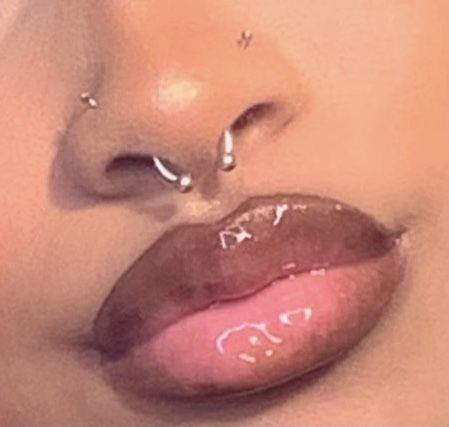 Septum In Nostril, Nose Piercings Septum And Nostril, Septum Piercing On Wide Nose, Two Nose Piercings On Both Sides And Septum, Spectum Pierce Nose, 2 Nose Piercings On Each Side And Septum, Two Nostril Piercing And Septum, Middle Nose Piercing Septum, Double Nose Piercing Different Sides With Septum