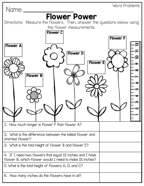 Gardening Worksheets, Second Grade Math Worksheets, Homeschooling 2nd Grade, Measurement Word Problems, Math Folders, Summer Homework, School Planning, Measurement Worksheets, Summer Worksheets