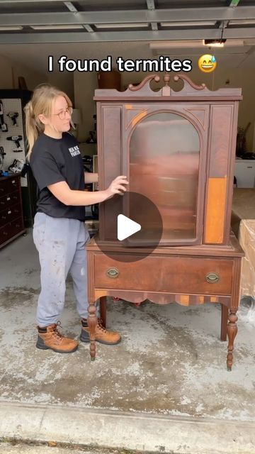 Abby Askew on Instagram: "Have you heard the news? OLD is the new NEW! You can achieve this look with @RealMilkPaintCo paint #ad Painted in Warm Ash & sealed with the Zero VOC Warm Black Wax 😍 I also think brown is the new black... and copper is the new brass. Thoughts? Comment “MILK” for a link to the full YouTube video and 10% off The Real Milk Paint! #realmilkpaintco" Painted Mission Style Furniture, Melange One Paint, Refinish Cherry Furniture, Plum Kitchen Cabinets, Painting Dark Wood Furniture, Brown Painted Furniture, Paint Furniture Without Sanding, Glazed Furniture, Old Furniture Makeover