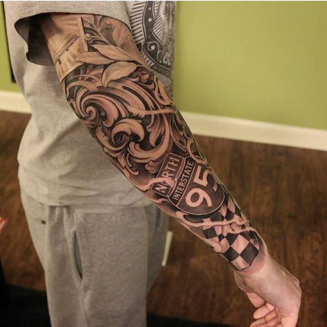 886 curtidas, 3 comentários - Tattoo Lifestyle (@inkterminal) no Instagram: “ Artist IG @ericmarcinizyn DM for A feature or shoutout —————————————— /Sharing the Best…” Tattoo For Men On Arm, Filigree Tattoo, Forarm Tattoos, Tattoo Sleeves, Geniale Tattoos, Cool Tattoos For Guys, Arm Sleeve Tattoos, Modern Tattoos, Best Sleeve Tattoos