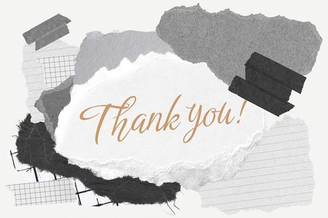 Thank you! word typography, aesthetic paper collage psd | free image by rawpixel.com / Ning Ppt Designs Backgrounds, Thank You Aesthetic Presentation, Thank You Images Aesthetic, Word Typography, Typography Aesthetic, Aesthetic Paper, Thank You Images, Grey Aesthetic, Drawing Aesthetic