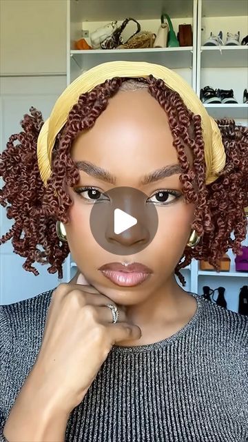 Danni Howard on Instagram: "Mini- twist, pigtails and a headwrap?⁣ Yes please!! This is our “Babe, She’s Golden” wrap and the entire line is linked in my bio. 💛⁣ ⁣ ⁣ P.S. All sold out head-wraps will be restocked this week. I’m working on it. 😩 I’ll also be adding some new designs next month. 🙌🏾⁣ ⁣ #headwraptutorial⁣ #headwraps #minitwist #copperhair⁣" Twist Pigtails, Headwrap Tutorial, Choppy Bob Haircuts, Choppy Bob, Mini Twists, Copper Hair, Bob Haircuts, Working On It, Yes Please