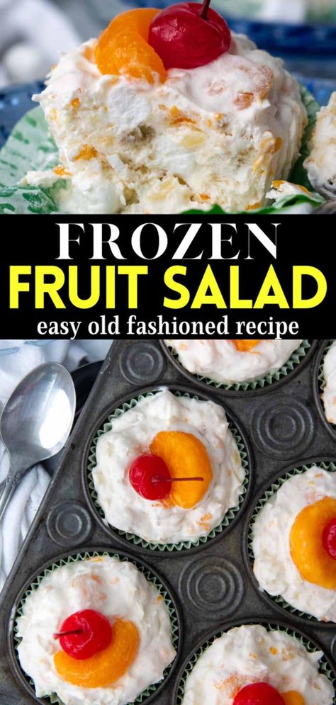 Frozen Fruit Salad Salad With Bananas, Old Fashioned Fruit Salad, Mamagourmand Recipes, Frozen Fruit Salad, Frozen Fruit Salads, Jello Salads, Cheesecake Oreo, Fruit Salad Recipe, Fruit Salad Easy