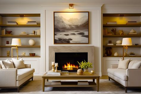 Heatilator Fireplace, Prefab Fireplace, Classic Bookshelves, Built In Around Fireplace, Cozy Window Seat, Painted Brick Fireplaces, Clean Fireplace, Masonry Fireplace, Fireplace Doors