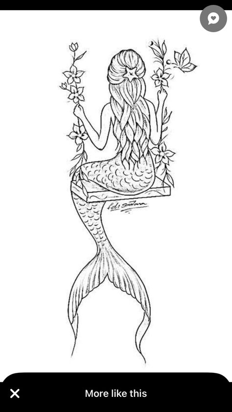 Linework Mermaid Tattoo, Mermaid Tattoo Stencil Outline, Mermaid And Flower Tattoo, Mermaid Line Art Tattoo, Mermaid Tattoo Drawing, Mermaid Line Art, Small Mermaid Tattoo, Mermaid Outline, Holiday Tattoo