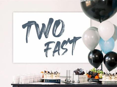 Two Fast Banner, Car Theme Birthday, Two Fast Birthday, Race Car Themes, Car Theme, Writing Fonts, Race Car Birthday, Car Birthday, Car Themes