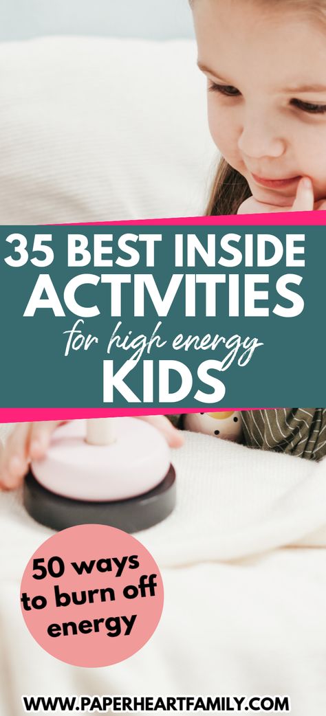 For your own parental sanity, it is so important to have a list of go-to inside activities for high energy kids. Here are 50 inside activities for kids to burn off energy. Indoor Energy Burners For Kids, Inside Activities For Kids, How To Get Energy, Inside Activities, Energy Kids, Energy Activities, Sensory Activities Toddlers, Emotional Child, Screen Free Activities