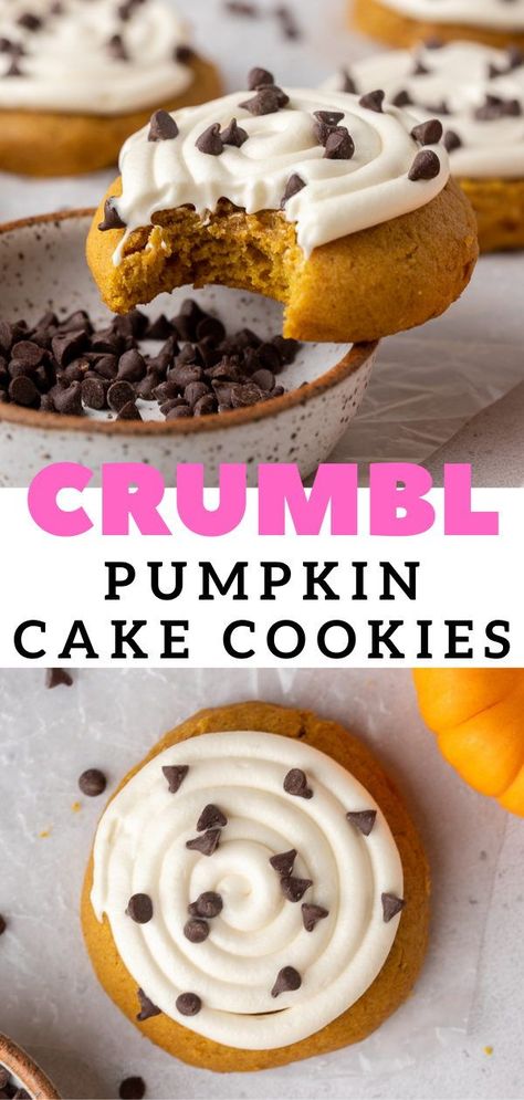 Pumpkin Cake Cookies, Crumbl Copycat, Crumble Cookie Recipe, Crumble Cookie, Recipes Pumpkin, Crumbl Cookies, Pumpkin Chocolate Chip Cookies, Cookie Cake Recipe, Gourmet Cookies