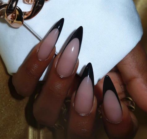 Black Nails Design, Black French Nails, Acrylic Nails Stiletto, Black Acrylic Nails, Stiletto Nails Designs, French Acrylic Nails, Black Nail Designs, Black French, Nails Polish