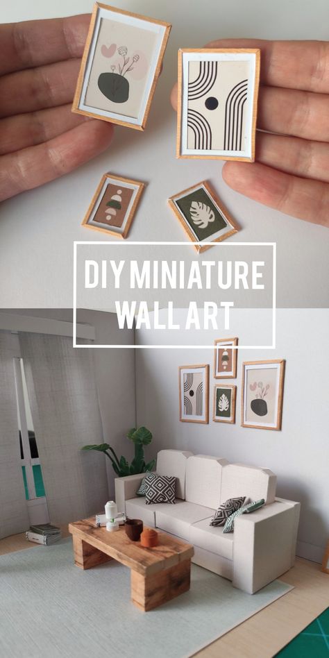 Printable PDF template Miniature Interior Design, Miniature Printables Templates, Mini Furniture Diy, Doll House Furniture Diy, Miniature Furniture Diy, Diy Miniature Furniture, Ikea Dollhouse, Wall Art Frames, Dollhouse Furniture Diy