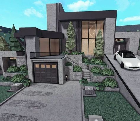 Dark Modern House, Bloxburg Aesthetic, Big Modern Houses, Modern Family House, House Decorating Ideas Apartments, Small House Layout, Tiny House Layout, Diy House Plans, House Design Exterior