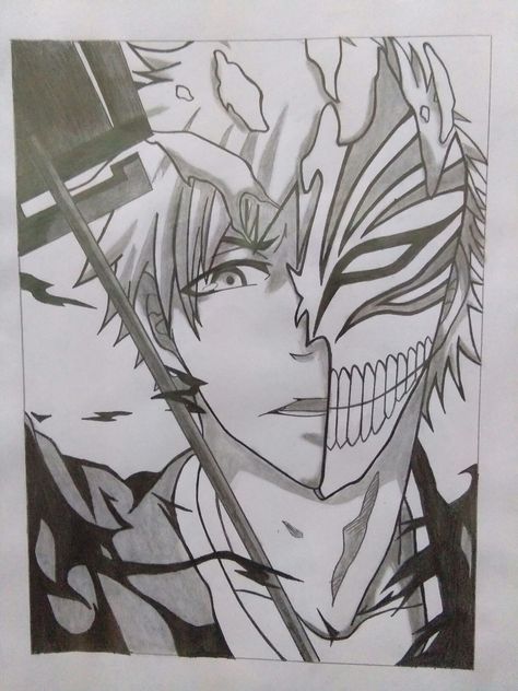 Ichigo Sketch Pencil, Ichigo Kurosaki Drawing Pencil, Bleach Anime Drawing, Ichigo Drawing Pencil, Bleach Drawing Sketch, Bleach Anime Art Drawing, Luffy Pencil Drawing, Bleach Anime Drawings, Ichigo Kurosaki Sketch