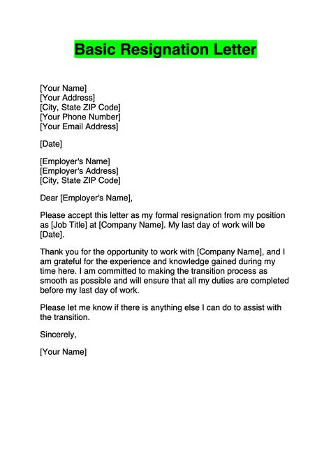 Basic Resignation Letter Template Resignation Quotes, Resignation Letter Sample Simple, Work Resignation Letter, Teacher Resignation Letter, Employee Resignation Letter, Resignation Letter Format, Letter Of Resignation, Resignation Letter Template, Resignation Template