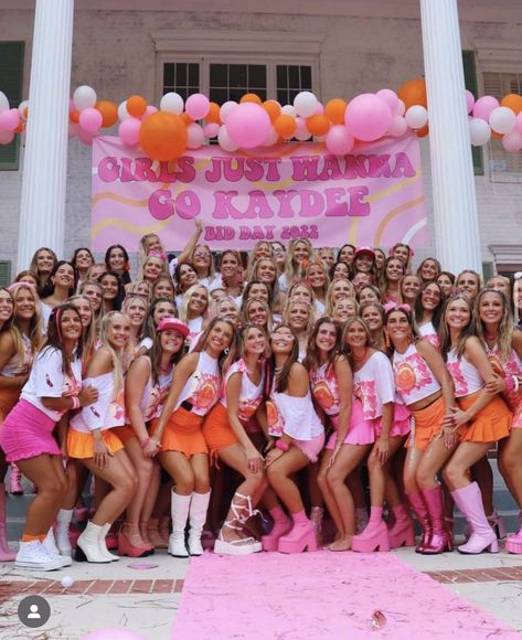 Girls Just Wanna Go Bid Day, Sorority Bid Day Themes, Sorority Work Week, Sorority Recruitment Themes, Preppy Pfps, Cheerleading Workouts, Abc Party Costumes, Cheer Banquet, Abc Party