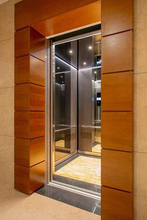 Lobby Design House, Lift Wall Cladding Design, Lift Lobby Design, Elevator Lobby Design, Wall Cladding Designs, Photo Ideas Aesthetic, House Lift, Elevator Interior, Front Wall Design