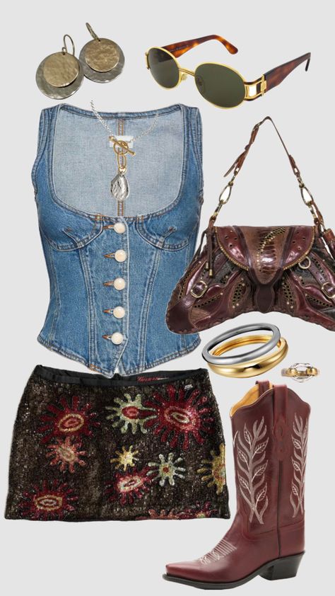 #outfit #ootd #fashion #accessories #cowboyboots Models Off Duty, Model Off Duty Style, San Myshuno, Estilo Hippy, Looks Country, Nashville Outfits, Looks Street Style, Mode Inspo, Grunge Style