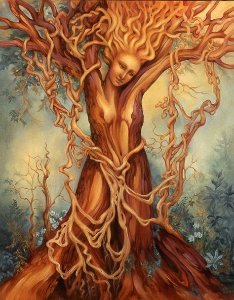 Mother Earth Tree Mother Nature Tattoos, Weeping Willow Tree, Tree People, Tree Of Life Art, Tree Spirit, Nature Spirits, Weeping Willow, Goddess Art, Nature Tattoos